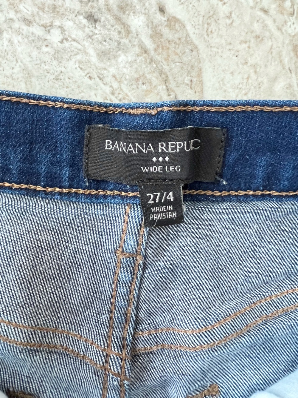 Banana Republic Wide-Leg High-Rise Full Length Raw Hem Stretch Blue Jeans, 27/4 - Picture 8 of 10